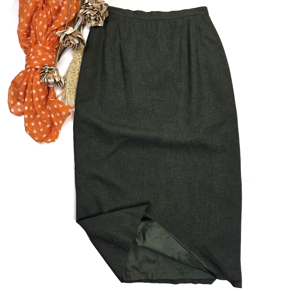 Revue Elegant Green Pencil Skirt Sz 12